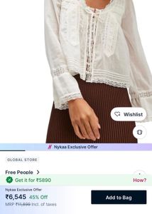 Free people Lace Trim blouse