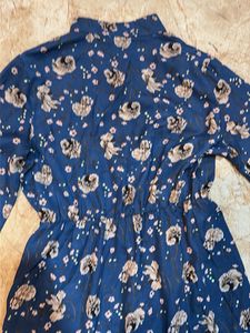 Blue Floral Print Midi Dress