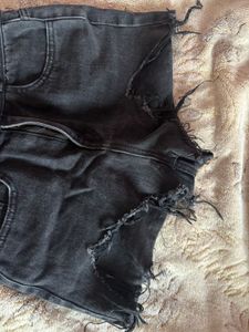 High-Waisted Ripped Denim Shorts