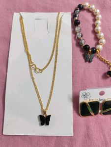 Butterfly Necklace Bracelet &amp; Earrings Set