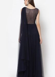 Stunning Navy Blue Embroidered Gown