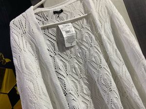 White Crochet Knit Cardigan