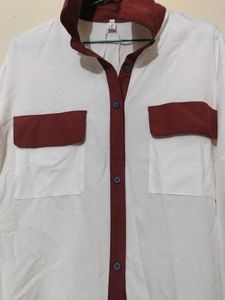 Chic White &amp; Maroon Blouse