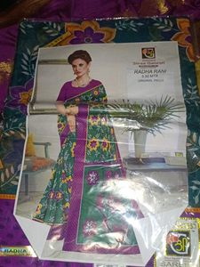 Beautiful Teal Saree with Floral Print