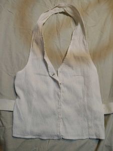 White Halter Neck Top with Belt