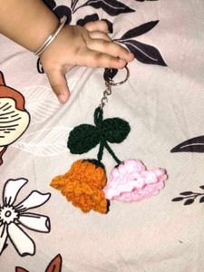 Handmade Crochet Floral Keychain