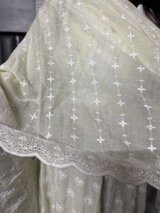Elegant pista color Chikankari Gown XL size