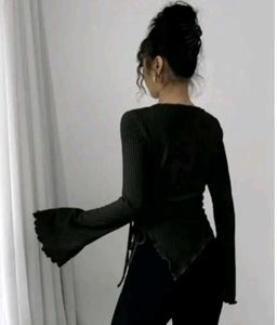 Chic Black Flared Sleeve Top