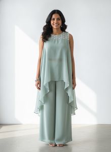 Indya Embellished sage green Co-ord set