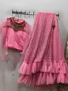 Elegant Pink Embroidered Lehenga Skirt