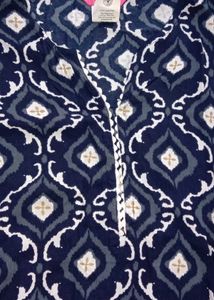 Navy Blue Ikat Print Kurta