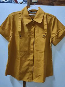 Short Sleeve ShirtTop- Mustard color