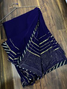 Blue Chiffon Saree with Blouse