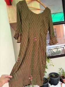 Elegant Olive Kurta with Palazzo Set
