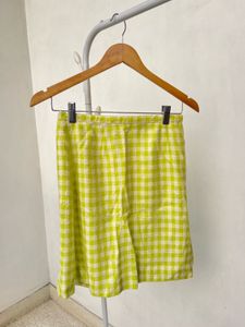 Green &amp; White Checked Wrap Around Skirt