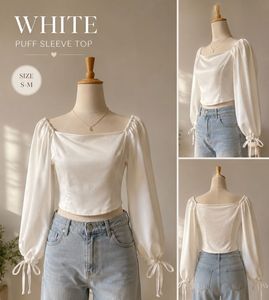 White Off-Shoulder Puff Sleeve Top