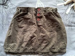 y2k Olive Green Bubble Hem Mini Skirt