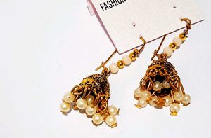 Elegant Jhumka Earrings with Pearls