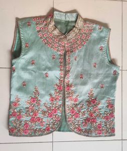 Embroidered Ethnic Sleeveless Top Blouse Jacket
