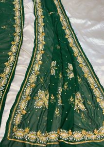 Beautiful Green Embroidered Saree