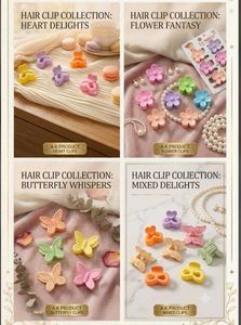 💞🎀Cute Heart Hair Claw Clips Set 6🎀💞