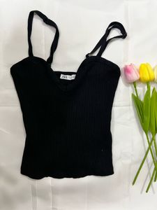 Zara Black Cami Stretchable Top