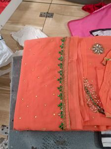 Heavy Moti Work Peacock Design Saree