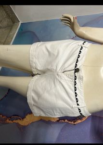 White Embroidered Shorts