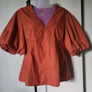 Stylish V-Neck Puff Sleeve Top