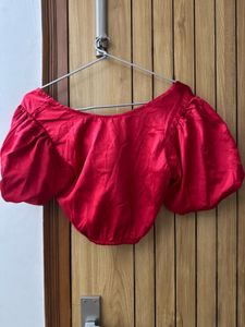 🥰on sale🥰 Puff Sleeve Bow Crop Top