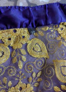 Blue &amp; Gold Embroidered Lehenga Choli