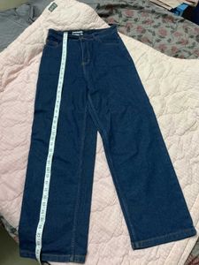 solid dark blue straight fit jeans