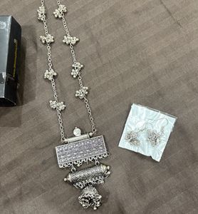 Oxidised Silver Necklace with Earrings
