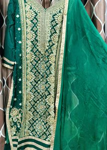Dark Green Colour Kurta With Beautiful Work