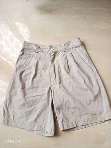 Beige Short Cotton Pants