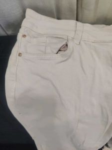 pink Cream Ripped Jeans