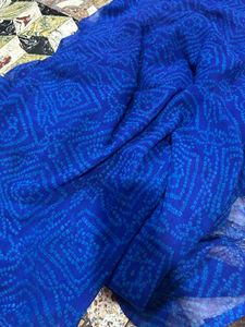 Vibrant Blue Bandhani Saree