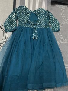 Teal Sequin Gown party wear for kids
