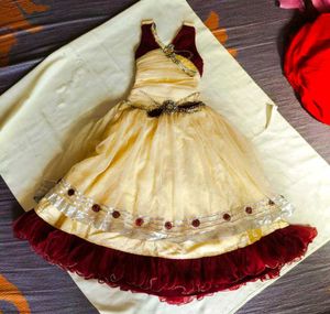 Girls Party Wear Designer Gown – Cream &amp; Marrun