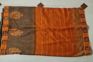 Elegant Orange &amp; Brown Saree