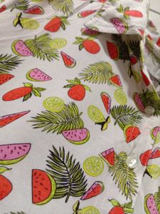 Cute Fruit Print Button-Up Shirt