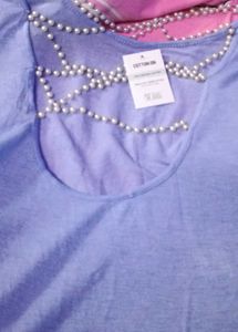 Chic Lavender Pearl Embellished Top