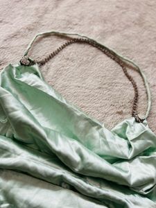 Elegant Mint Green Satin Clutch