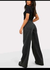 Stylish Wide Leg Washed Denim Jeans
