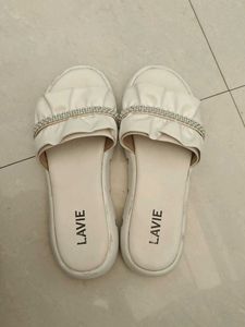 White Embellished Slides