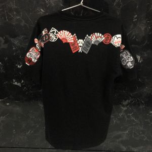 EVISU embroidery vtg Black T-Shirt with Logo