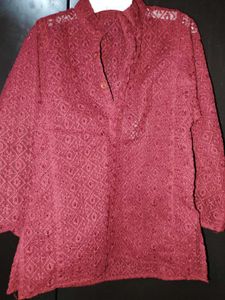 Elegant Red Embroidered Kurta