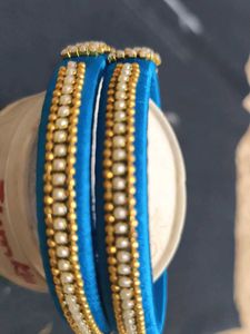 Blue Silk Thread Bangles - Set of 2