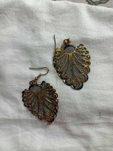 Statement Earrings - Gold &amp; Dark Grey