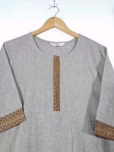 Sanganeri Grey  Kurtas(Women's)
